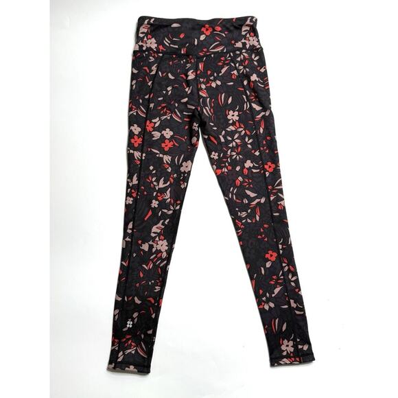 Sweaty Betty Reversible Leggings S/M All Over Floral Solid Black, Or red/purple - Picture 2 of 11